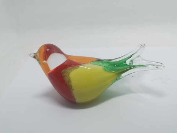 Glass bird on metel stick